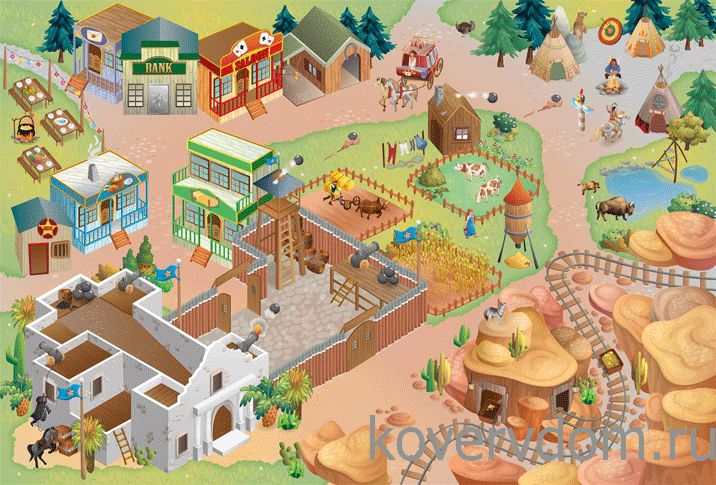 Детский развивающий 3D ковер Дикий Запад 86029