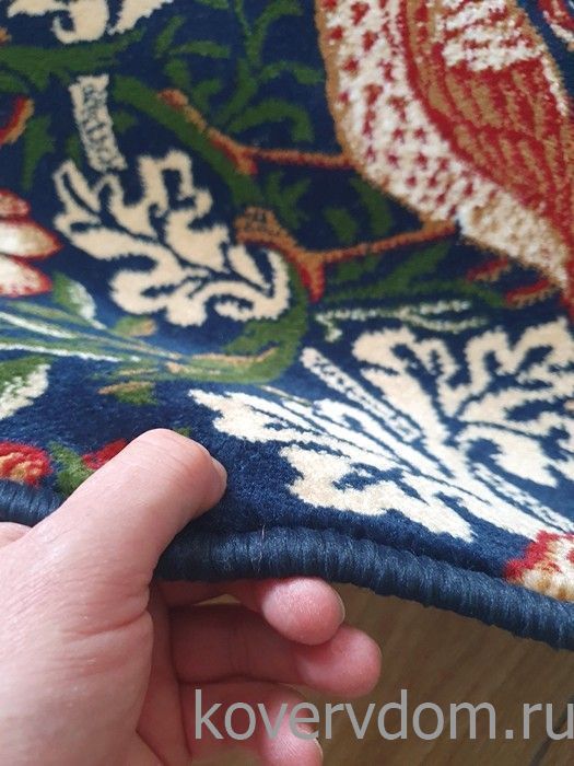 Ковер Птицы 40082 темно-синий по мотивам Земляничный вор Уильяма Морриса КРУГ